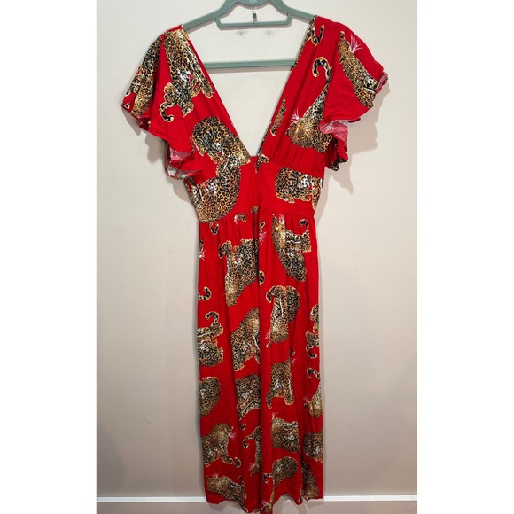 Trashy Diva Candice Gwinn My Pet Leopard Maxi Dress Red Sz 6 NWT RETIRED PRINT - Picture 4 of 11